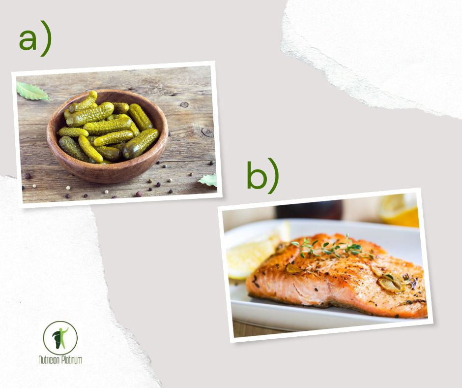 PEPINILLOS EN VINAGRE CON SALMÓN A LA PLANCHA A LAS FINAS HIERBAS